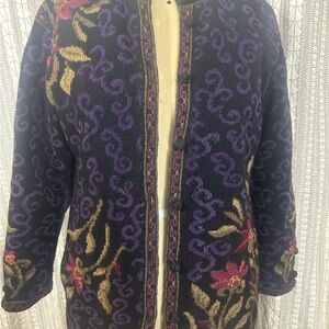 Vintage “Cottage Core” Coldwater Creek Black Wool Blend Sweater